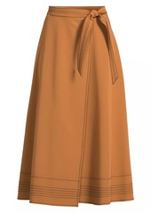 Misook Contrast Stitch Midi Wrap Skirt