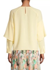 Misook Crepe De Chine Cape Overlay Blouse