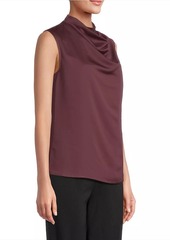 Misook Draped Neck Crêpe de Chine Tank