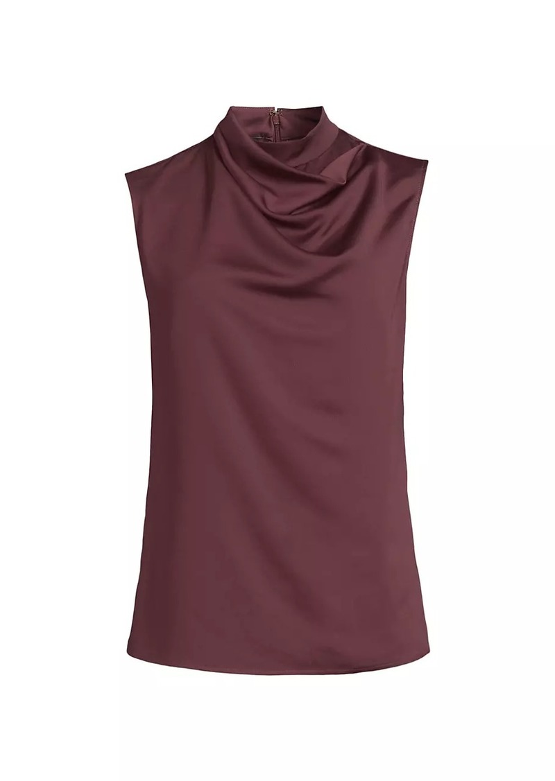 Misook Draped Neck Crêpe de Chine Tank