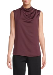 Misook Draped Neck Crêpe de Chine Tank