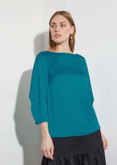 Misook Draped Sleeve Crepe de Chine Blouse