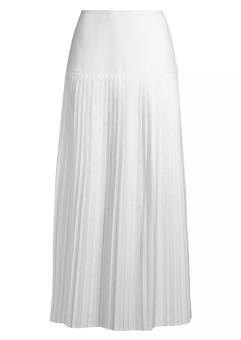 Misook Drop-Waist Pleated Midi-Skirt