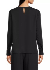 Misook Embellished Crepe De Chine Blouse