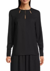 Misook Embellished Crepe De Chine Blouse