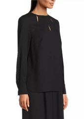 Misook Embellished Crepe De Chine Blouse