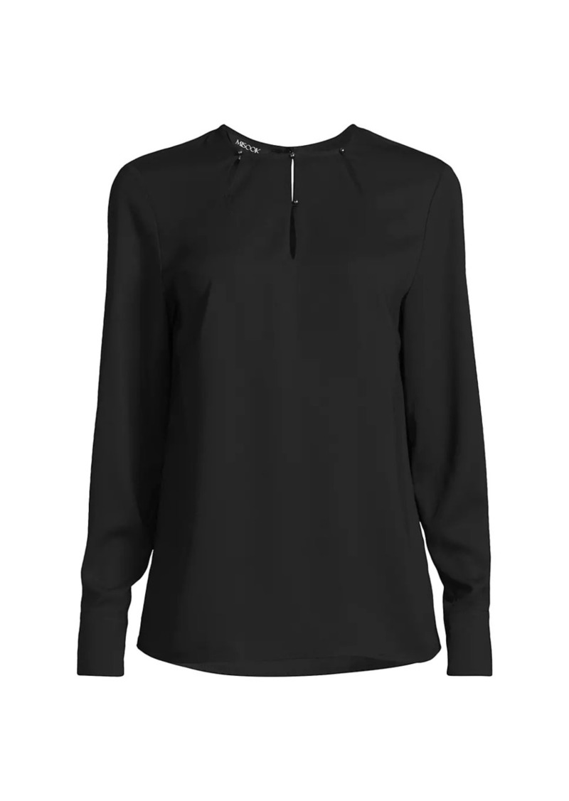 Misook Embellished Crepe De Chine Blouse