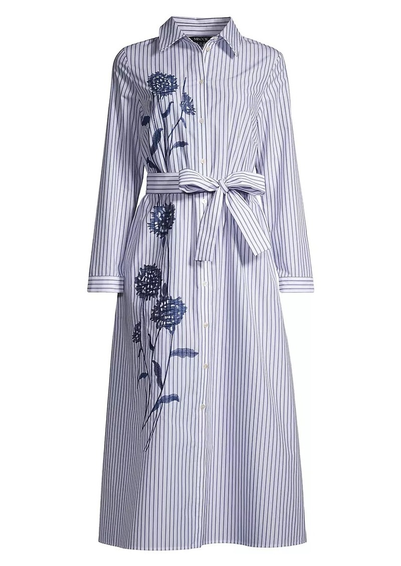 Misook Embroidered Striped Shirtdress