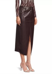 Misook Faux-Leather Midi-Skirt