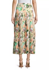 Misook Floral Drop-Waist Midi-Skirt