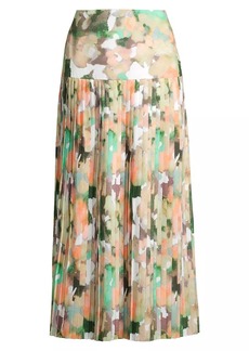 Misook Floral Drop-Waist Midi-Skirt