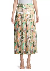 Misook Floral Drop-Waist Midi-Skirt