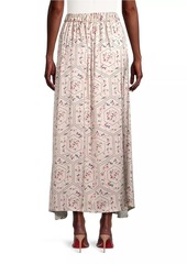 Misook Floral Print Pleated A-Line Maxi Skirt