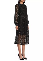 Misook Grommeted Lace Midi-Dress