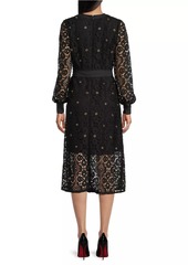 Misook Grommeted Lace Midi-Dress