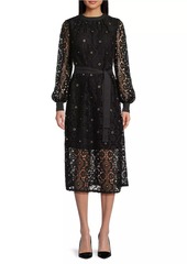 Misook Grommeted Lace Midi-Dress