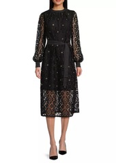 Misook Grommeted Lace Midi-Dress