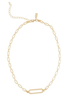 Misook Handmade Matte Gold Paperclip Bar Necklace