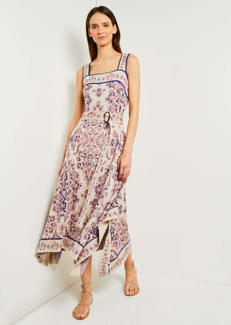 Misook High-Low A-Line Dress - Soft Jacquard Knit