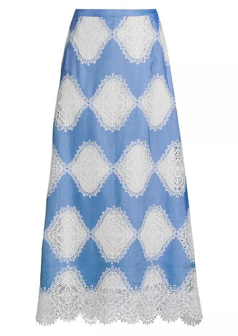 Misook Lace Appliqué A-Line Maxi Skirt