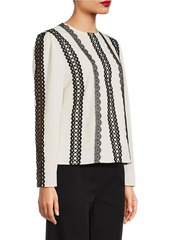 Misook Lace Appliquéd Woven Blouse