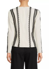 Misook Lace Appliquéd Woven Blouse