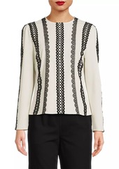 Misook Lace Appliquéd Woven Blouse