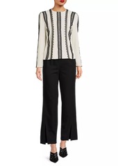 Misook Lace Appliquéd Woven Blouse