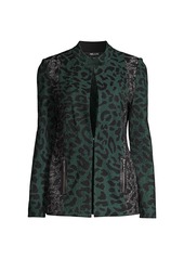 Misook Leopard-Print Contrast Jacket