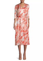 Misook Marble Crepe De Chine Midi-Dress