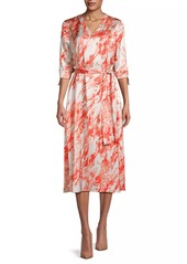 Misook Marble Crepe De Chine Midi-Dress