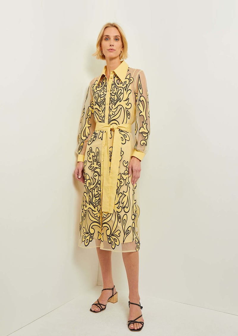 Misook Midi Applique Shirtdress - Sheer Woven