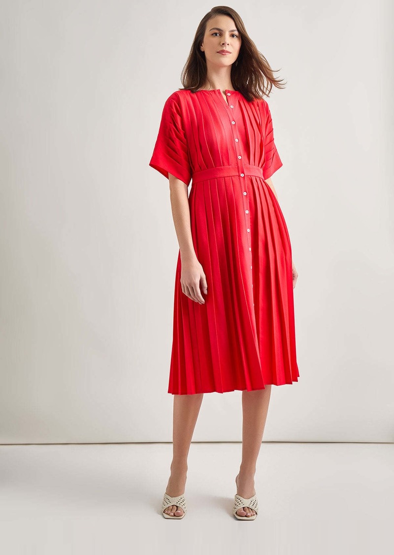 Misook Midi Fit & Flare Dress - Hand Pleated Woven