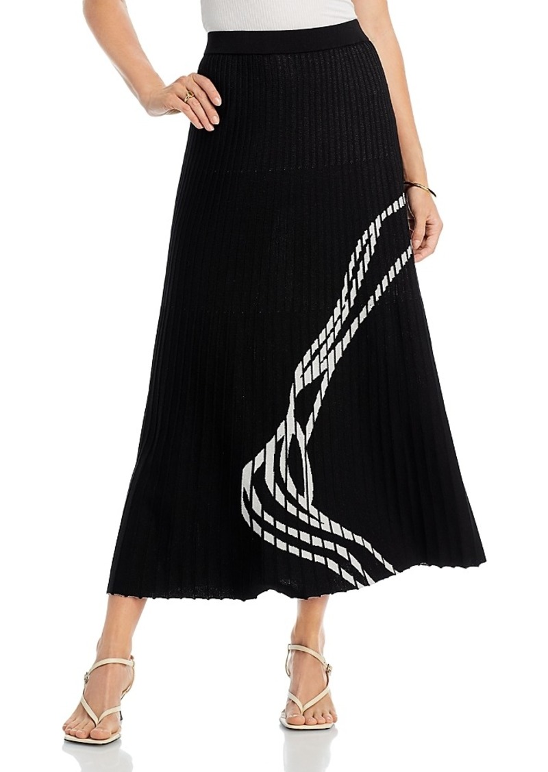 Misook Abstract Knit Pull On Maxi Skirt