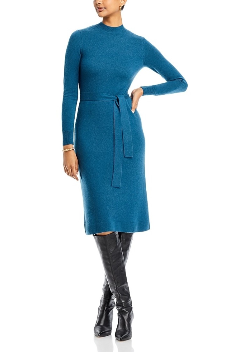 Misook Belted Mock Neck Cashmere Sweater Dress