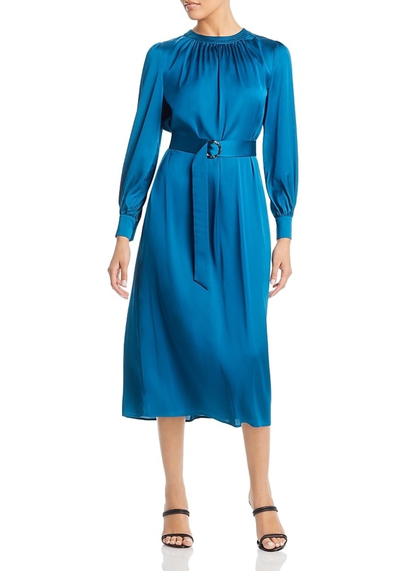 Misook Belted Satin Midi Dress