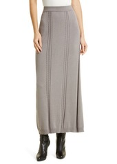 Misook Cable Stripe Rib Trim Maxi Skirt in Mink at Nordstrom