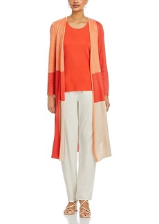 Misook Color Blocked Open Front Long Cardigan Sweater