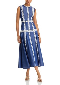 Misook Contrast Trim Midi Dress