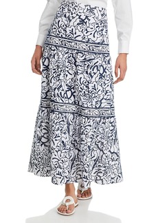 Misook Cotton Floral Embroidery Maxi Skirt