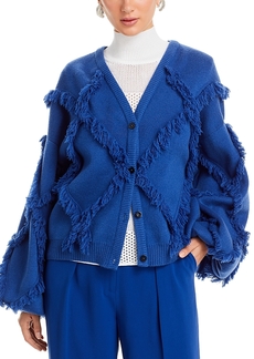 Misook Diamond Fringe Balloon Sleeve Cardigan