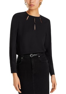 Misook Embellished Slit-Neck Blouse