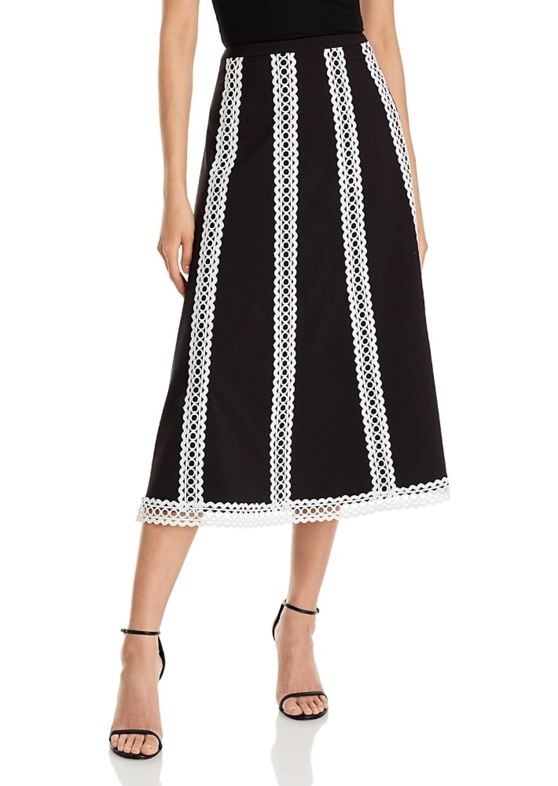 Misook Eyelet Trim A Line Skirt