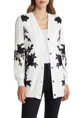 Misook Floral Appliqué Cardigan