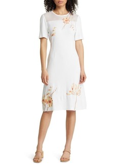 Misook Flower Embroidery Knit Dress