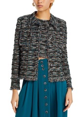 Misook Fringe Trim Tweed Knit Heritage Jacket