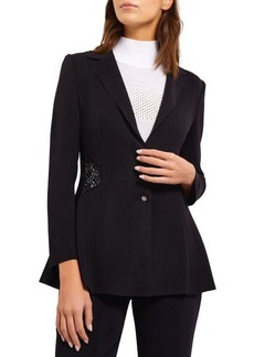 Misook Lace Accent Tailored Knit Blazer
