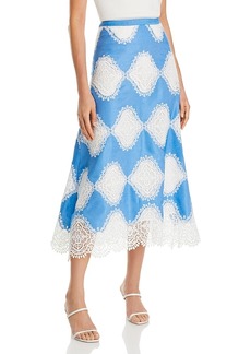 Misook Lace Inset A Line Skirt