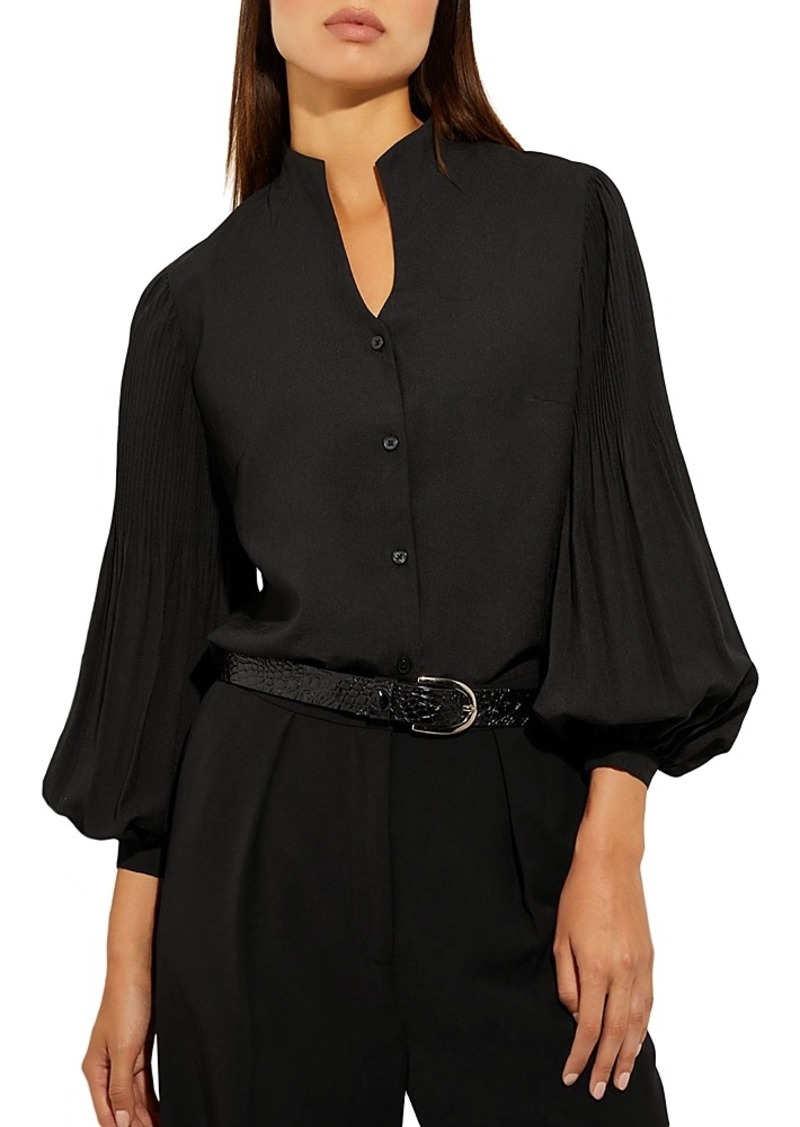 Misook Pleated Balloon Sleeve Blouse