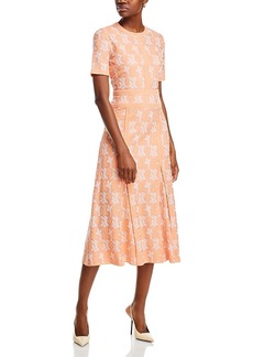 Misook Printed Short Sleeve Midi Dress